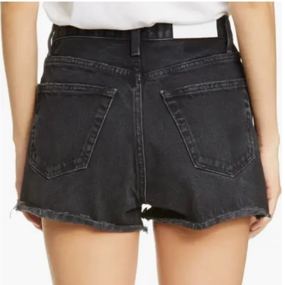 Re/done 70s high rise shorts black denim distressed - Picture 2 of 8